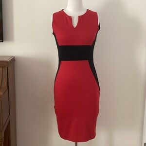 Elegant Red and Black Sleeveless Dress